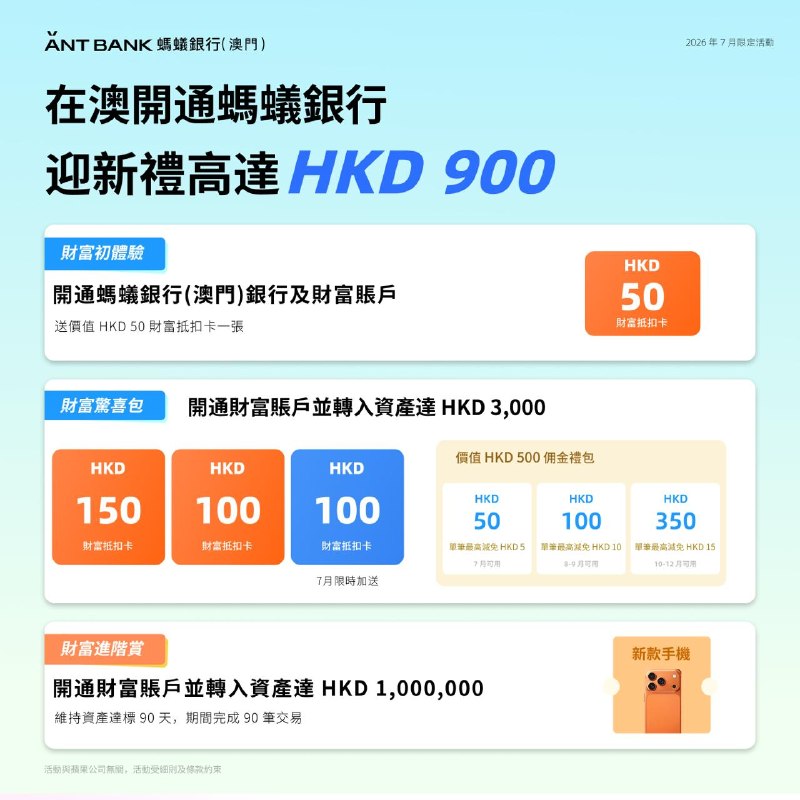 #证券 #金融▎开户澳门蚂蚁银行，送900港币，大陆可KYC活动时间