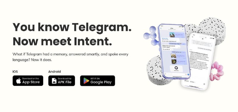 #互联网观察 #APPDO应用推荐 ▎Intent｜免费AI增强版Telegram客户端，智能翻译与自动回复一步到位Intent 是一款专为 Telegram 用户打造的 AI 增强客户端，集合多语言翻译、智能上下文回复、语音转文字、AI查询等功能于一体，显著提升用户在频道与群组中的交流效率与信息获取体验