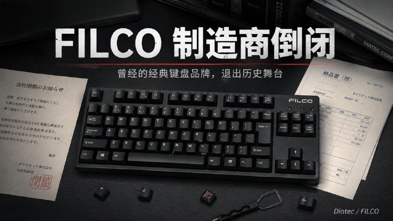 #互联网观察 ▎FILCO斐尔可键盘制造商倒闭以FILCO品牌键盘（国内名斐尔可）产品闻名的迪亚泰克株式会社（ダイヤテック）于4月22日停止运营