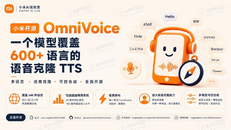 #互联网观察 #开源▎小米开源 OmniVoice