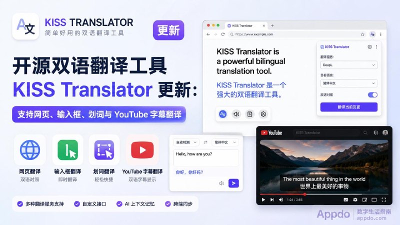 #互联网观察 #开源▎开源双语翻译工具 KISS Translator 